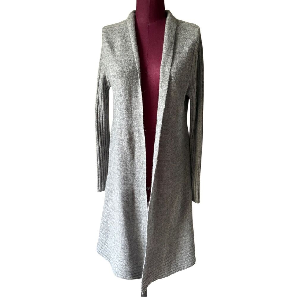 Tahari Open Front Long Line Cashmere Cardigan size M Gray - Picture 1 of 8
